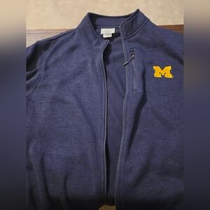 Champion Men's Navy Zip-Up Sweater with Yellow Emblem